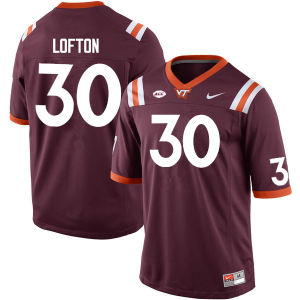 Men #30 Da'Wain Lofton Virginia Tech Hokies College Football Jerseys Sale-Maroon